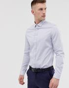 Asos Design Wedding Slim Fit Sateen Shirt In Light Blue