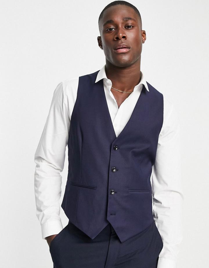 Harry Brown Slim Suit Vest In Navy