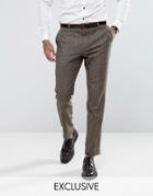 Heart & Dagger Slim Suit Pant In Herringbone Tweed - Brown