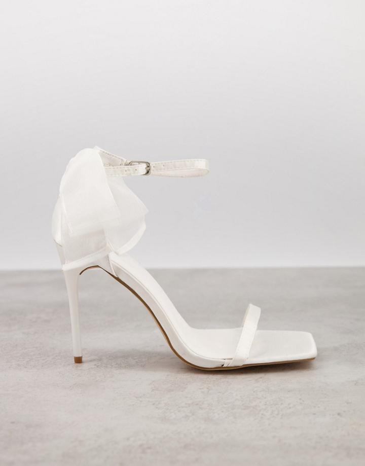 Truffle Collection Bridal Barely There Sandals With Bow Back In White