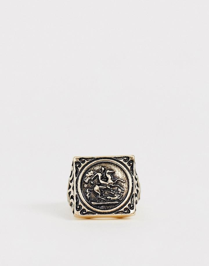 Wftw Engraved Signet Ring In Gold - Gold