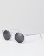 Asos Design Round Sunglasses In Crystal Lilac With Smoke Lens - Purple