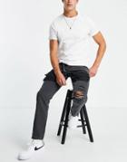Liquor N Poker 90s Utilty Denim Straight Leg Jeans In Gray-black