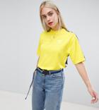Adidas Originals Three Stripe T-shirt In Yellow With Logo Print Back - Yellow