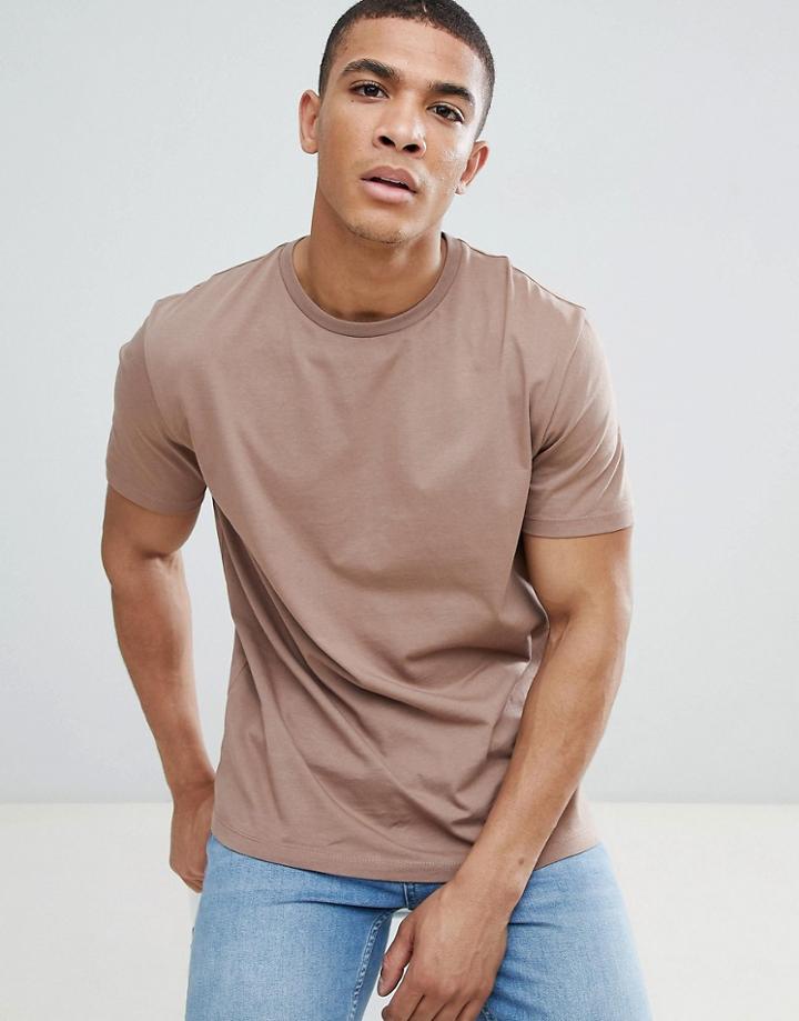 Asos Design Boxy Fit T-shirt In Brown - Brown