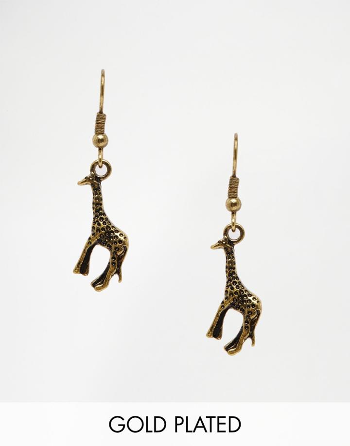 And Mary Gold Plated Giraffe Drop Earrings - Gold