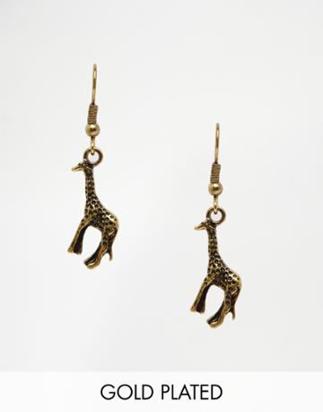 And Mary Gold Plated Giraffe Drop Earrings - Gold