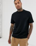 Asos Design Organic Relaxed T-shirt With Roll Sleeves In Black