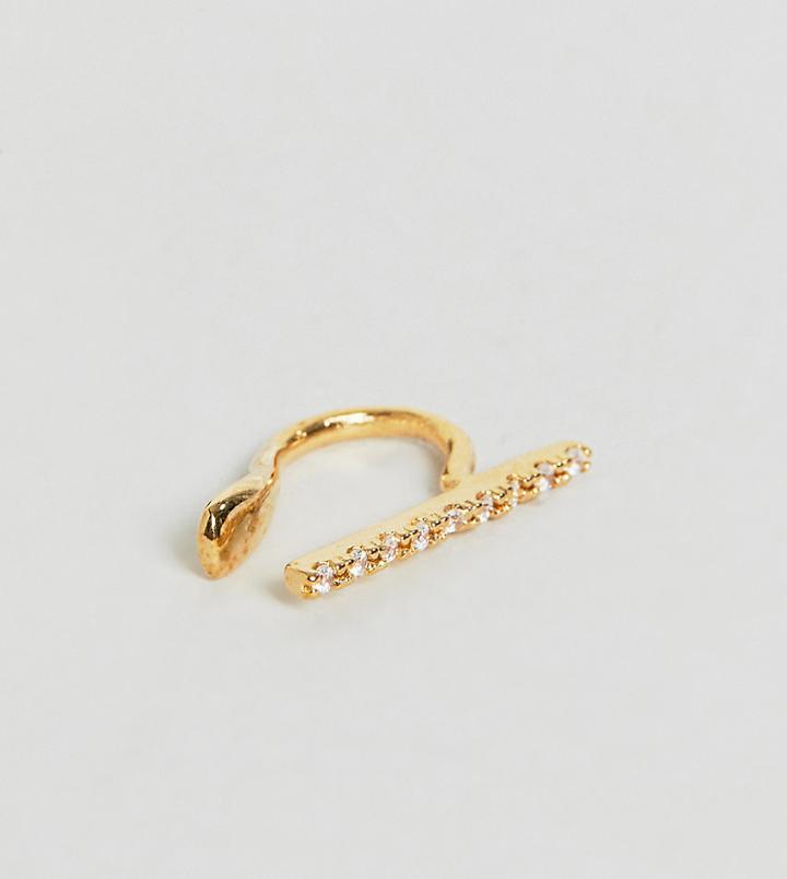 Astrid & Miyu 18k Gold Plated Crystal Pave Ear Cuff - Gold