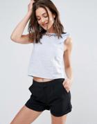 Brave Soul Embroidered Collar Top With Frill Sleeve - Multi