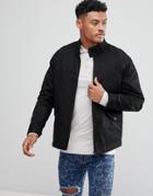 Asos Design Harrington Jacket With Funnel Neck In Black - Black