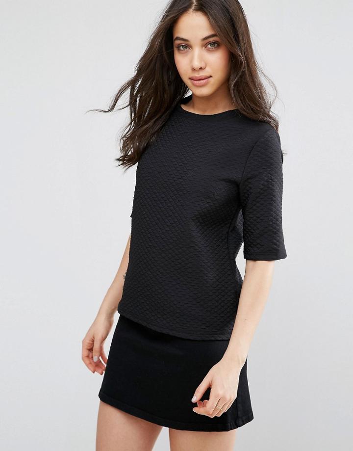Vila Textured Tee - Black