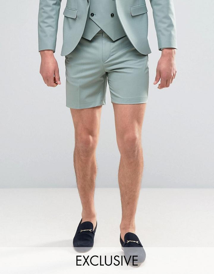 Noose & Monkey Super Skinny Smart Shorts - Green