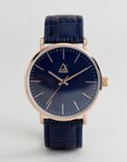 Asos Navy Watch With Faux Crocodile Strap And Face - Navy