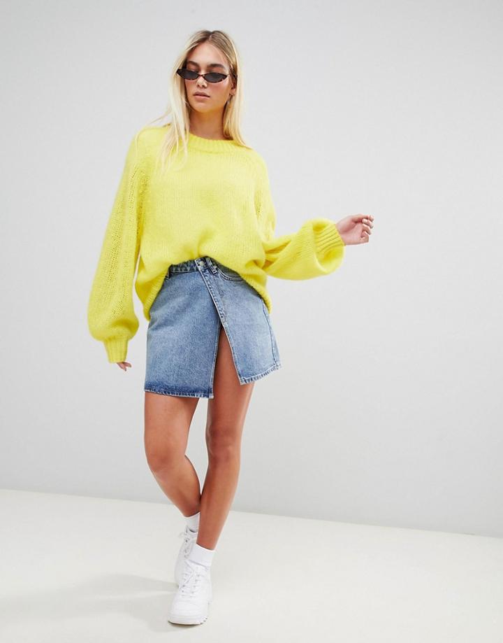 Weekday Limited Collection Wrap Denim Mini Skirt - Blue