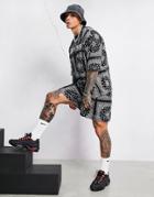 Asos Dark Future Set Relaxed Short With All Over Tile Print In Black
