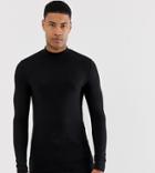 Asos Design Tall Organic Muscle Fit Long Sleeve Jersey Turtleneck In Black
