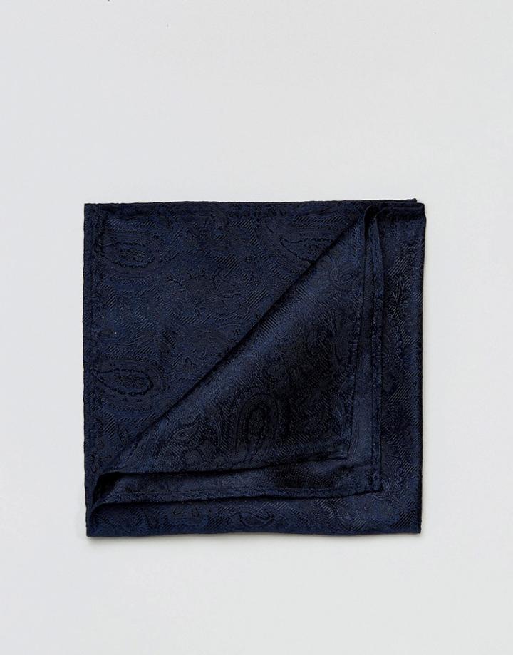 Jack & Jones Pocket Square In Paisley Print - Navy