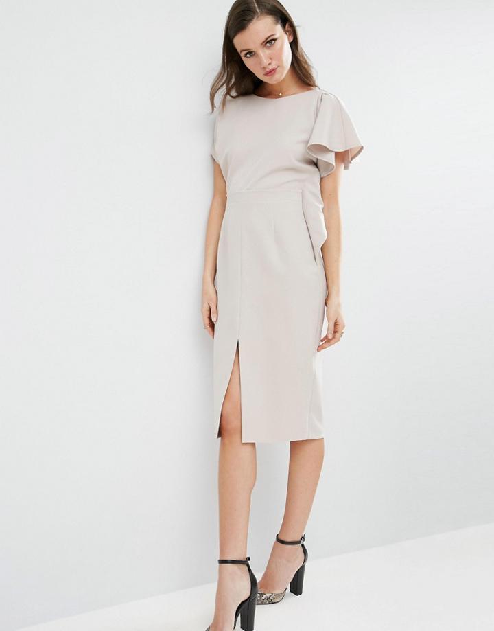 Asos Waterfall Sleeve Pencil Dress - Pink