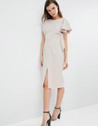 Asos Waterfall Sleeve Pencil Dress - Pink