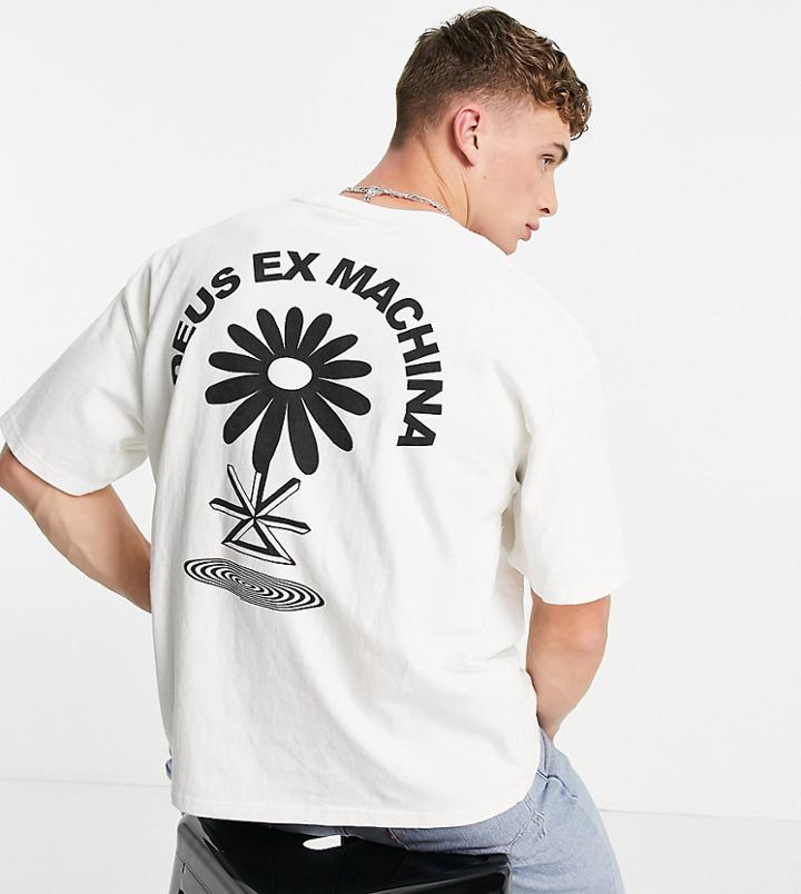 Deus Ex Machina Pushin Daisies Heavyweight Back Print T-shirt In White Exclusive To Asos