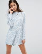Motel Molly Playsuit In Paisley Print - Blue