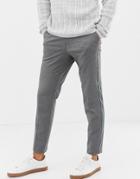 Burton Menswear Tapered Fit Pants With Side Stripe In Gray - Gray
