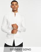 Asos Design Formal Skinny Fit Dress Shirt With Bib Detail In Sateen-white