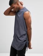 Asos Oversized Sleeveless T-shirt With Strap Detail - Gray