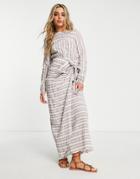 Asos Design Textured Stripe Maxi Dress With Wrap Skirt-multi