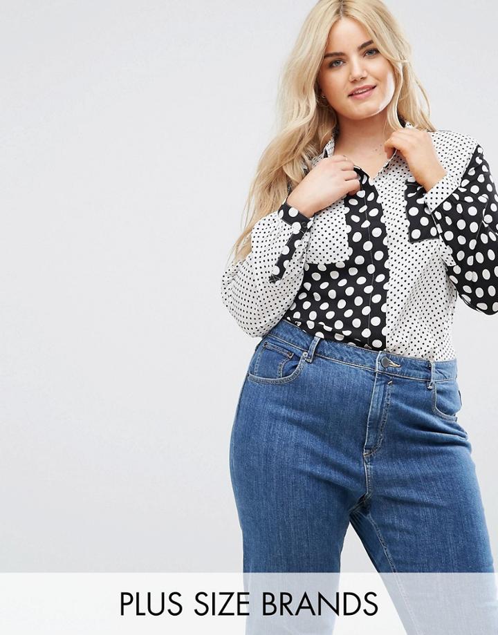 Lost Ink Plus Contrast Spot Shirt - Multi