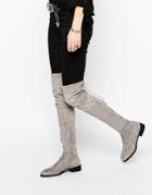 Public Desire Gray Flat Tie Back Over The Knee Boot - Gray