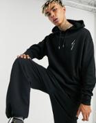 Asos Dark Future Oversized Hoodie In Black With Small Logo