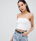 Asos Design Tall Crop Bandeau Top In White - White
