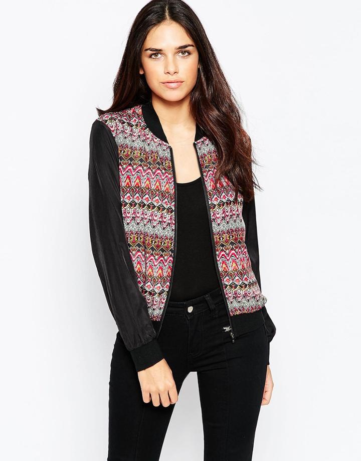 Madam Rage Printed Bomber Jacket - Pink