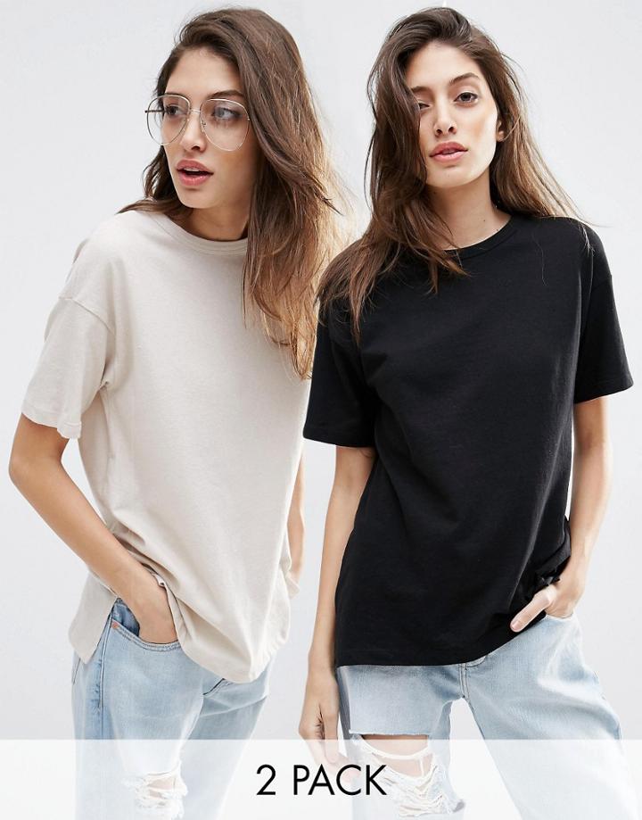 Asos Linen Look Oversized T-shirt 2 Pack - White