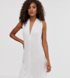 Asos Design Tall Halter Neck Mini Swing Dress In Knit-white
