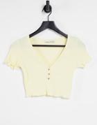 Pull & Bear Button Front Jersey T-shirt In Yellow