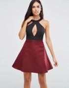 Ax Paris Contrast Skater Dress With Keyhole Front - Multi