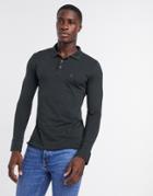 French Connection Long Sleeve Polo In Khaki-green