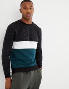 Asos Design Sweatshirt With Fabric Interest Color Blocking - Navy