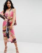 Asos Abstract Print Kimono Midi Dress - Multi
