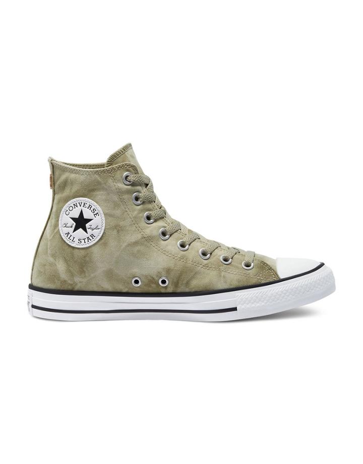 Converse Chuck Taylor All Star Hi Washed Canvas Sneakers In Light Field Surplus-green