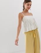 Mango Tie Strap Detailed Cami In Cream - Cream