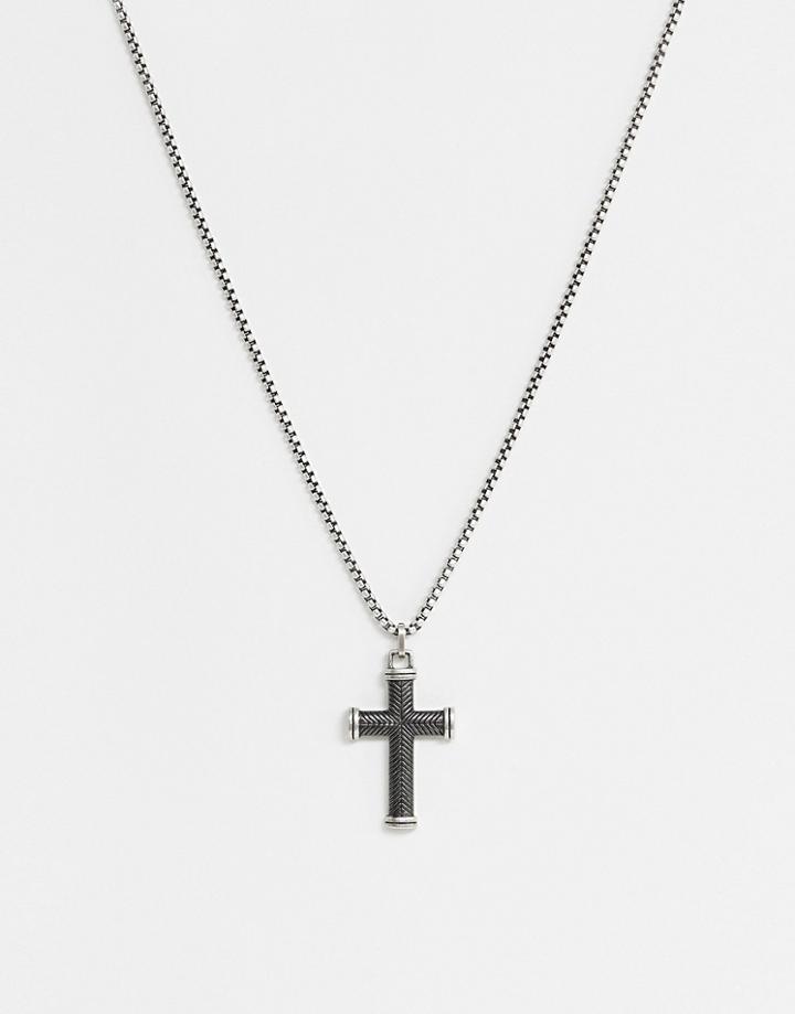 Steve Madden Mens Cross Pendant In Stainless Steel - Black