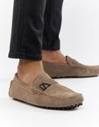Versace Jeans Driving Shoes In Tan Suede - Tan