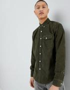 Abercrombie & Fitch Buttondown Fine Cord Shirt Regular Fit In Olive - Green