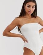 Y.a.s Square Neck Textured Swimsuit White - White
