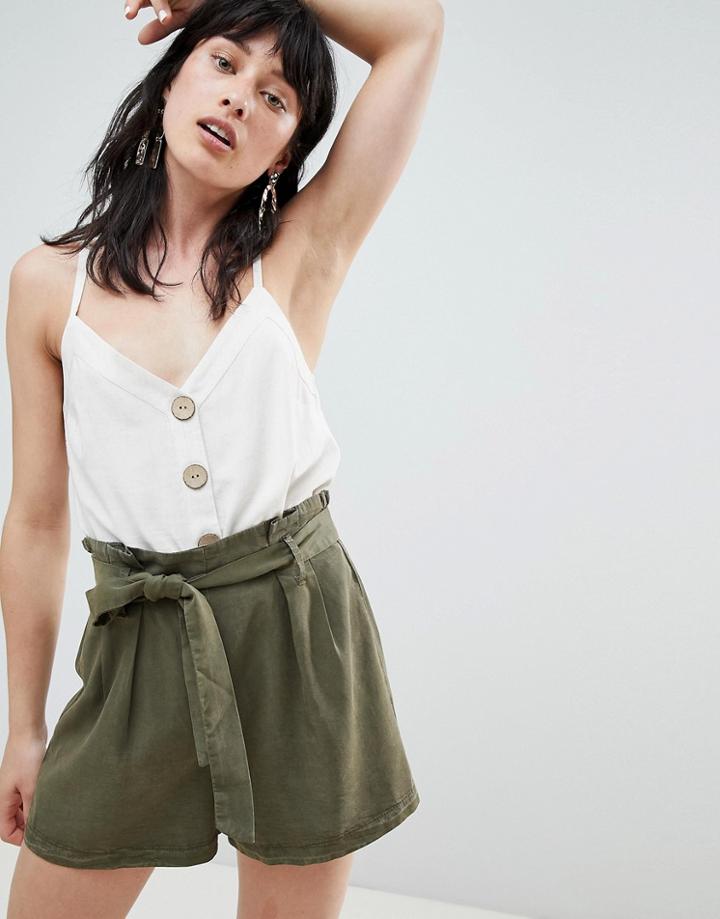 Stradivarius Button Front Cami - Beige