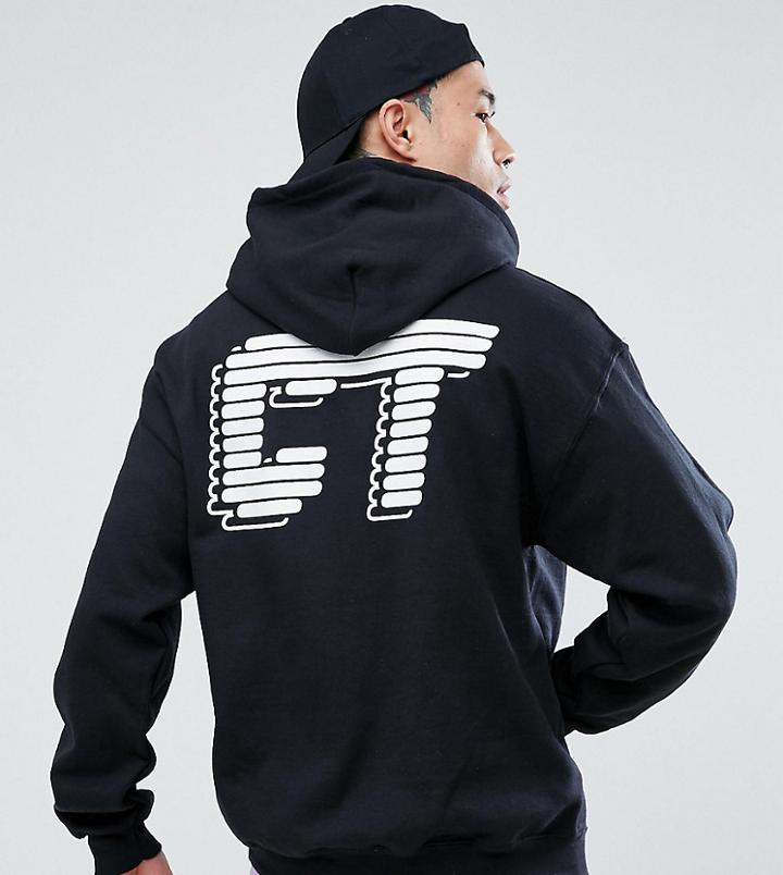 Crooked Tongues Hoodie In Overdye With Back Print - Black